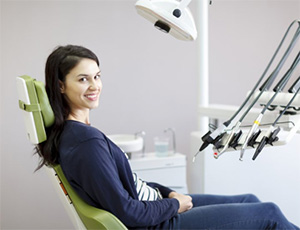 A woman at her dental appointment.