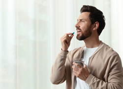 Man taking an OTC pain reliever 