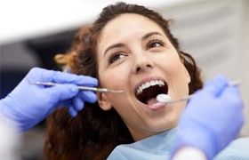 A young woman in the dentist chair