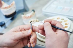 Dentist working on a dental restoration