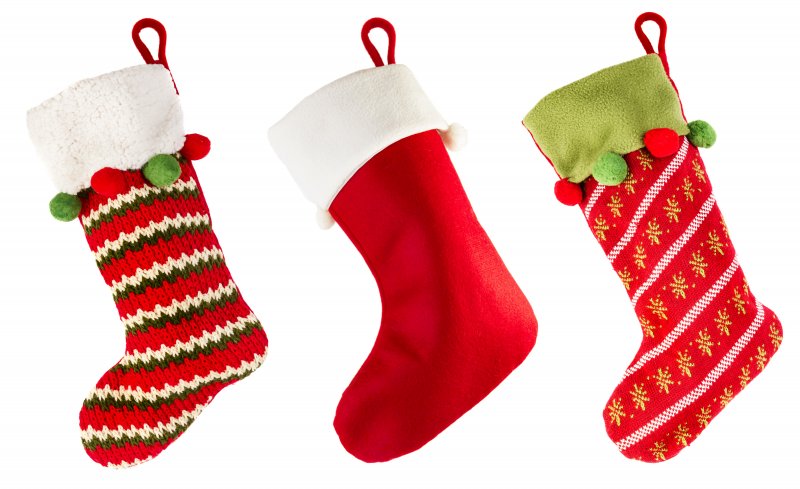 an image of three holiday stockings 