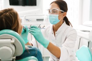 Patient visiting the dentist for cosmetic dental work.